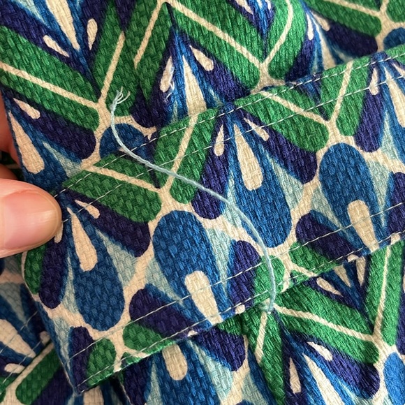 Boden Dress Sheath Emerald Deco Career Colorful Green Blue Belted Lined Size 12 - Picture 13 of 15